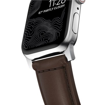 Nomad Traditional Band - řemínek pro Apple Watch 42 / 44 / 45 / 49 mm, stříbrný/černý