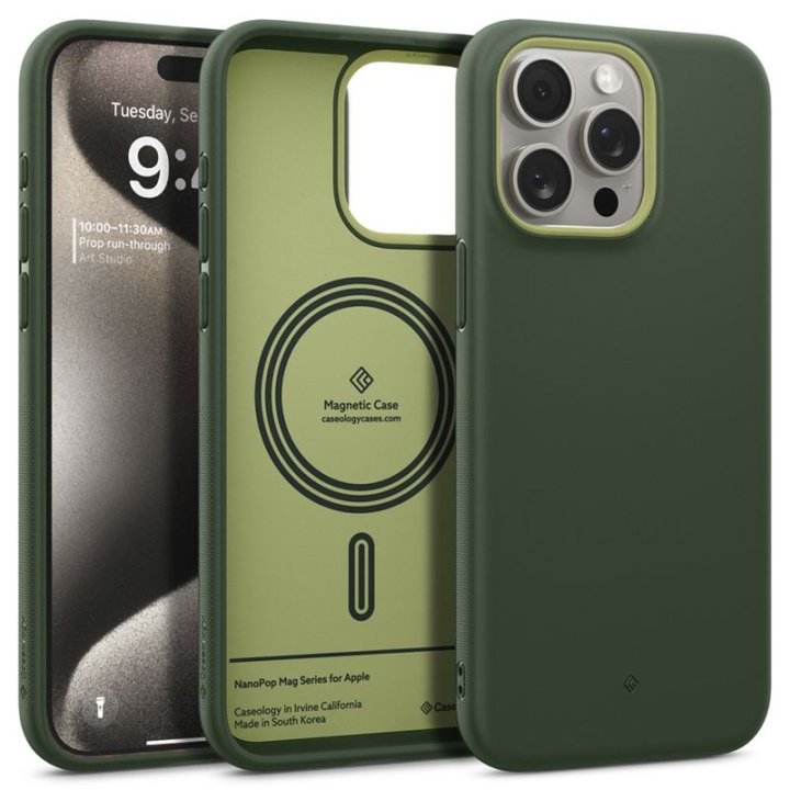 Spigen Caseology Nano Pop - ochranný kryt s MagSafe pro iPhone 15 Pro Max, zelená