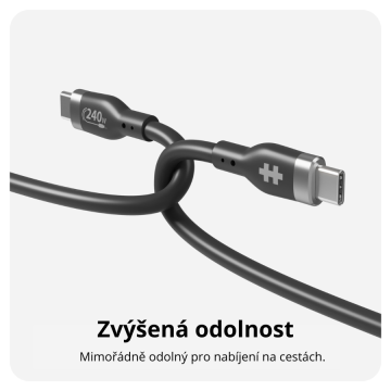 Hyper® Silicone 240W USB-C nabíjecí kabel - 2 m, černý