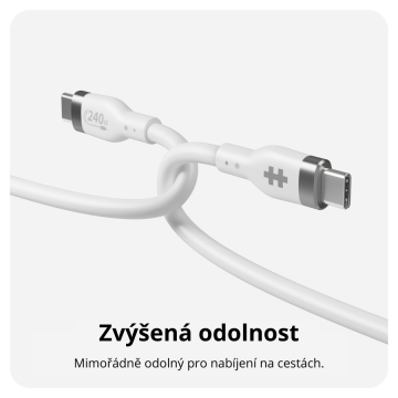 Hyper® Silicone 240W USB-C nabíjecí kabel - 2 m, bílý