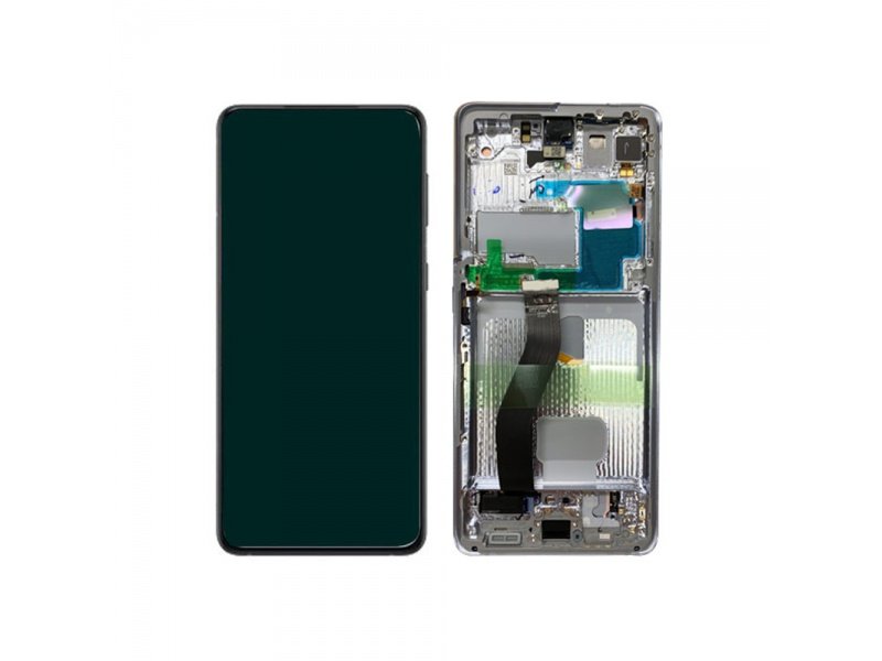 LCD + dotyk + rámeček pro Samsung Galaxy S21 Ultra 5G G998 stříbrná (Service Pack)