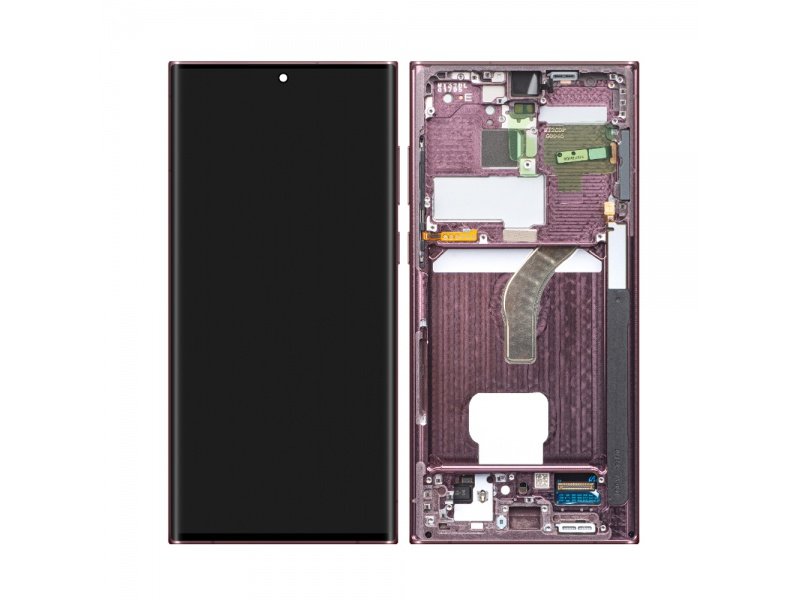 LCD + dotyk + rámeček pro Samsung Galaxy S22 Ultra S908 Burgundy (Service Pack)