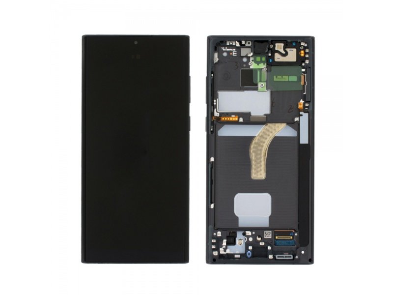 LCD + dotyk + rámeček pro Samsung Galaxy S22 Ultra G908B Phantom černá (Service Pack)