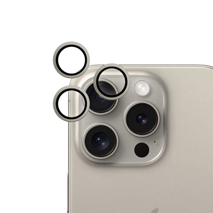 Epico ochranná sklíčka na čočky kamery iPhone 15 Pro / 15 Pro Max, přírodní titan
