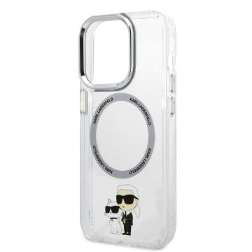 Karl Lagerfeld Karl and Choupette, ochranný kryt s MagSafe pro iPhone 15 Pro, čirý