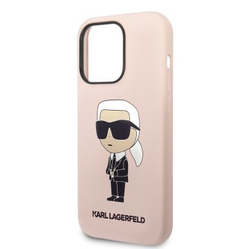 Karl Lagerfeld Liquid Silicone Ikonik NFT ochranný kryt pro iPhone 15 Pro, růžový