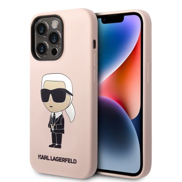 Karl Lagerfeld Liquid Silicone Ikonik NFT ochranný kryt pro iPhone 15 Pro, růžový