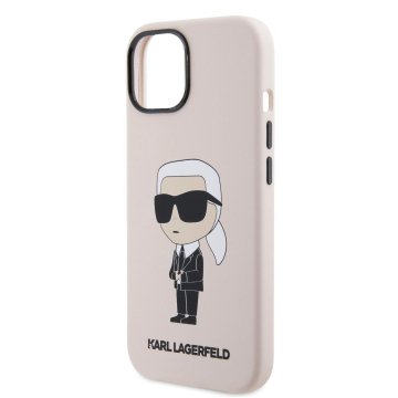 Karl Lagerfeld Liquid Silicone Ikonik NFT ochranný kryt pro iPhone 15, růžový