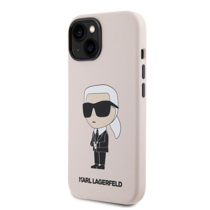 Karl Lagerfeld Liquid Silicone Ikonik NFT ochranný kryt pro iPhone 15, růžový