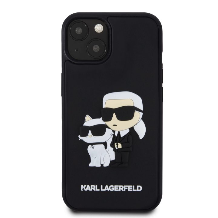 Karl Lagerfeld and Choupette 3D ochranný kryt pro iPhone 15, černý