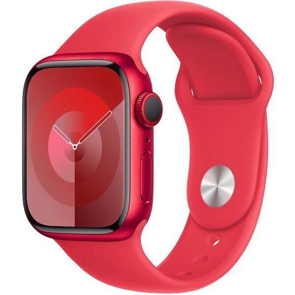 Apple Watch Series 9 Cellular 41mm červený hliník s červeným sportovním řemínkem S/M
