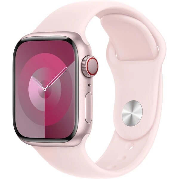 Apple Watch Series 9 Cellular 41mm růžový hliník s růžovým sportovním řemínkem S/M