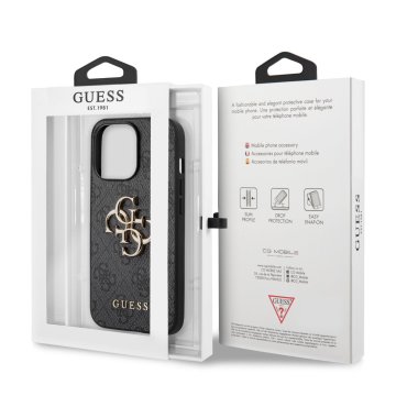 Guess PU 4G Metal Logo - ochranný kryt pro iPhone 13 Pro Max, šedý