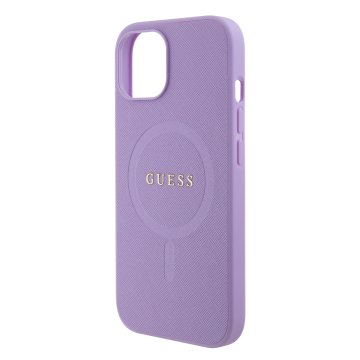 Guess PU Saffiano MagSafe - ochranný kryt pro iPhone 15, fialový