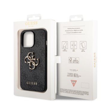 Guess PU 4G Metal Logo - ochranný kryt pro iPhone 14 Pro Max, šedý