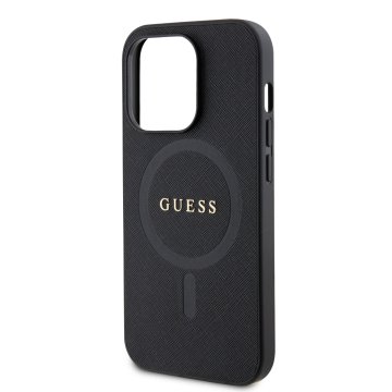 Guess PU Saffiano MagSafe Zadní Kryt pro iPhone 15 Pro Max, černý