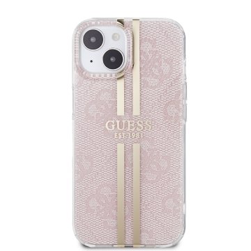 Guess IML 4G Gold Stripe - ochranný kryt pro iPhone 15, růžový