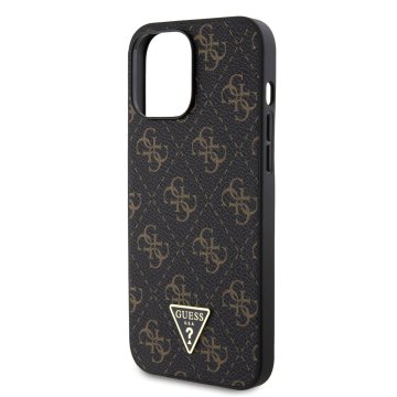 Guess PU Leather 4G Triangle Metal Logo - ochranný kryt pro iPhone 13 Pro Max, černý