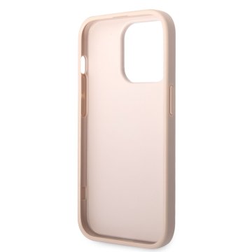 Guess PU 4G Metal Logo - ochranný kryt pro iPhone 14 Pro, růžový