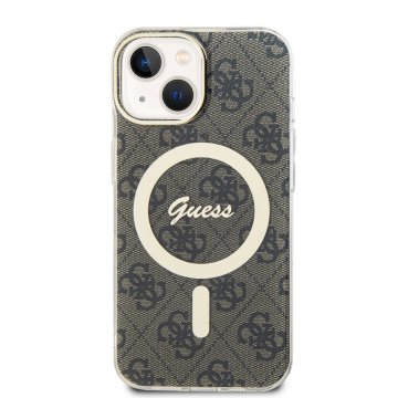 Guess IML 4G MagSafe - ochranný kryt pro iPhone 15, hnědý