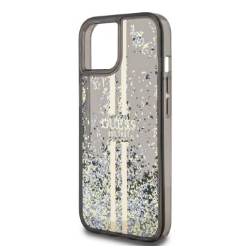 Guess PC/TPU Liquid Glitter Gold Stripe - ochranný kryt pro iPhone 15, černý