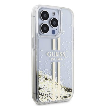 Guess PC/TPU Liquid Glitter Gold Stripe - ochranný kryt pro iPhone 15 Pro Max, čirý