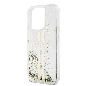 Guess PC/TPU Liquid Glitter Gold Stripe - ochranný kryt pro iPhone 15 Pro Max, čirý