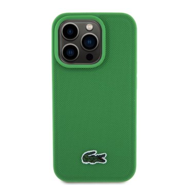 Lacoste Iconic Petit Pique Woven Logo - ochranný kryt s MagSafe pro iPhone 15 Pro, zelený