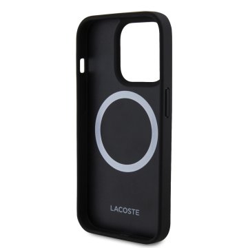 Lacoste Iconic Petit Pique Woven Logo - ochranný kryt s MagSafe pro iPhone 15 Pro Max, černý