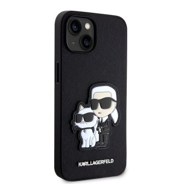 Karl Lagerfeld PU Saffiano Karl and Choupette NFT - ochranný kryt pro iPhone 13, černý