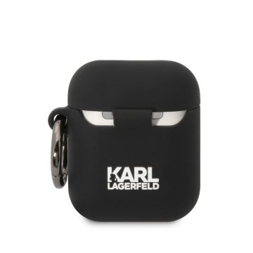 Karl Lagerfeld 3D Logo NFT Choupette Head Silikonové Pouzdro pro Airpods 1/2, černé