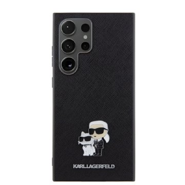 Karl Lagerfeld PU Saffiano Metal Karl and Choupette Zadní Kryt pro Samsung Galaxy S24 Ultra, černý