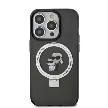 Karl Lagerfeld Ringstand Karl and Choupette - ochranný kryt s MagSafe pro iPhone 15 Pro Max, černý