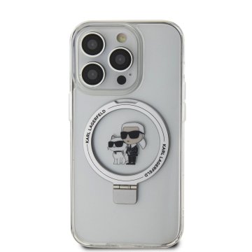Karl Lagerfeld Ringstand Karl and Choupette - ochranný kryt s MagSafe pro iPhone 14 Pro Max, bílý