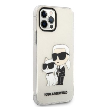 Karl Lagerfeld IML Glitter Karl and Choupette NFT Zadní Kryt pro iPhone 12/12 Pro, černý