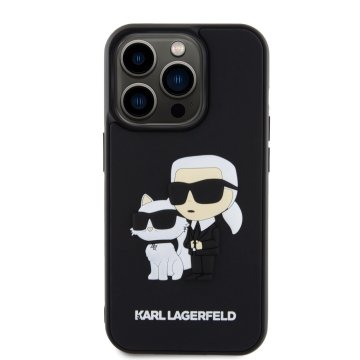 Karl Lagerfeld 3D Rubber Karl and Choupette - ochranný kryt pro iPhone 14 Pro, černý