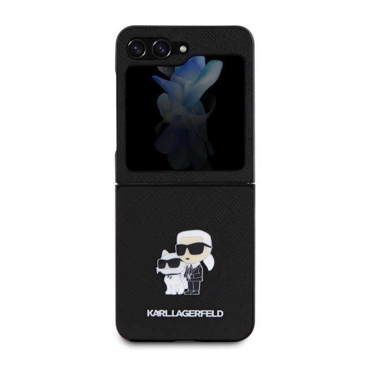 Karl Lagerfeld PU Saffiano Karl and Choupette NFT Zadní Kryt pro Samsung Galaxy Z Flip 5, černý