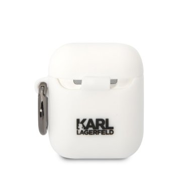 Karl Lagerfeld 3D Logo NFT Choupette Head Silikonové Pouzdro pro Airpods 1/2, bílé