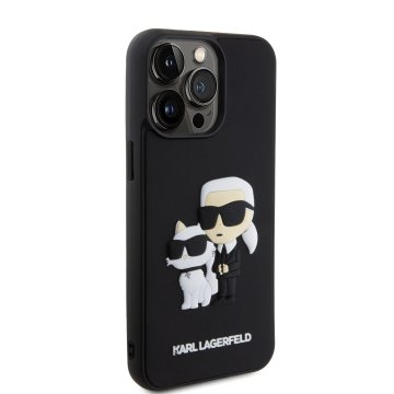 Karl Lagerfeld 3D Rubber Karl and Choupette - ochranný kryt pro iPhone 14 Pro Max, černý