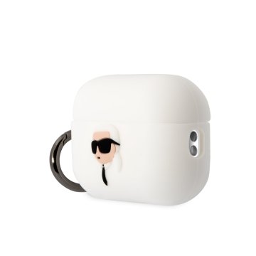 Karl Lagerfeld 3D Logo NFT Karl Head Silikonové Pouzdro pro Airpods Pro 2, bílé