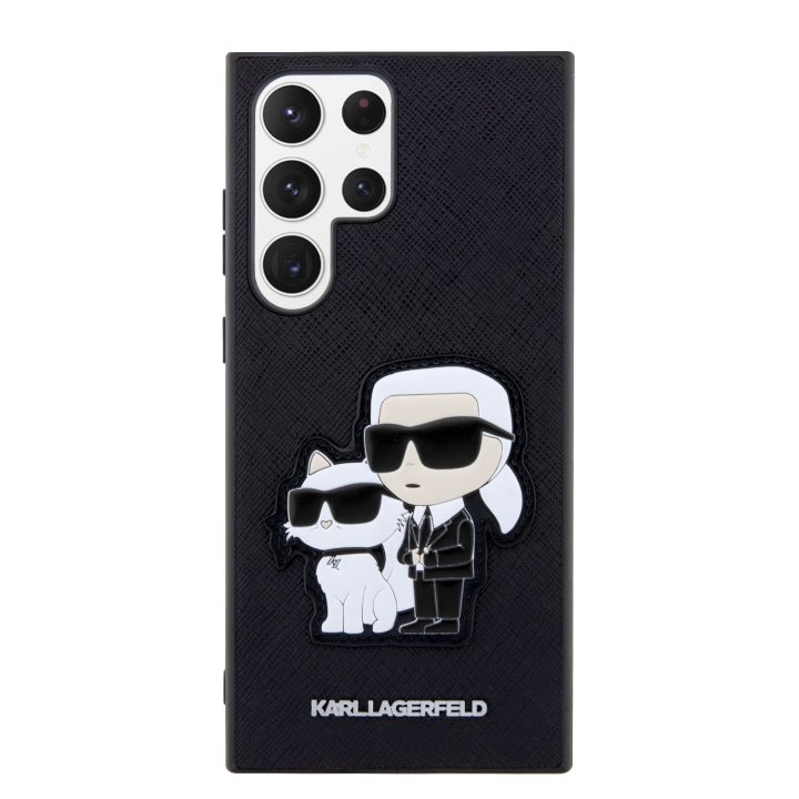 Karl Lagerfeld PU Saffiano Karl and Choupette NFT Zadní Kryt pro Samsung Galaxy S23 Ultra, černý