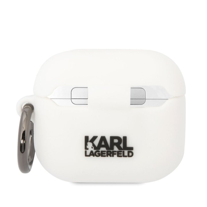 Karl Lagerfeld 3D Logo NFT Karl Head Silikonové Pouzdro pro Airpods 3, bílé