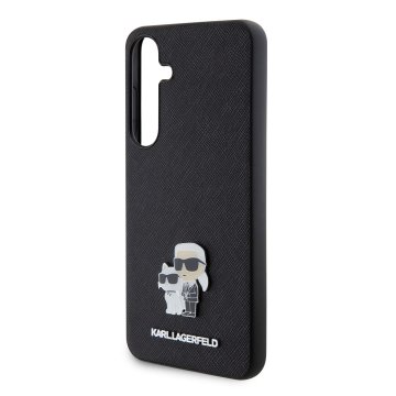 Karl Lagerfeld PU Saffiano Metal Karl and Choupette - ochranný kryt pro Samsung Galaxy S24+, černý
