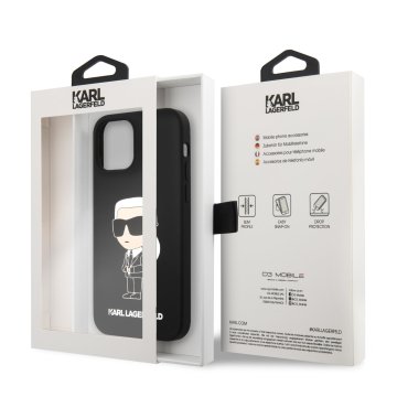 Karl Lagerfeld Liquid Silicone Ikonik NFT - ochranný kryt pro iPhone 12/12 Pro, černý
