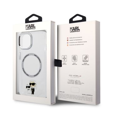 Karl Lagerfeld IML Karl and Choupette NFT - ochranný kryt s MagSafe pro iPhone 14 Plus, čirý