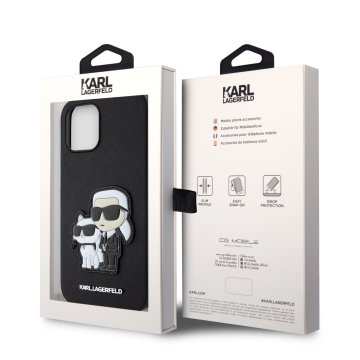 Karl Lagerfeld PU Saffiano Karl and Choupette NFT - ochranný kryt pro iPhone 12 Pro Max, černý