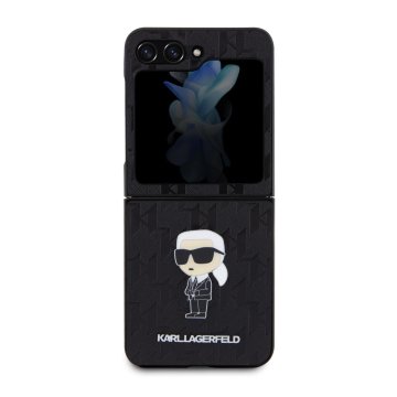 Karl Lagerfeld PU Saffiano Monogram Ikonik NFT - ochranný kryt pro Samsung Galaxy Z Flip 5, černý