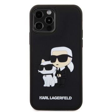 Karl Lagerfeld 3D Rubber Karl and Choupette - ochranný kryt pro iPhone 12/12 Pro, černý