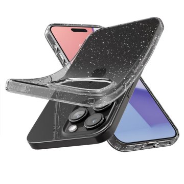 Spigen Liquid Crystal Glitter - ochranný kryt se třpytkami pro iPhone 15 Pro Max, černý