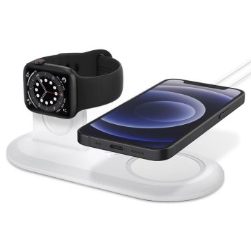 Spigen MagSafe Charger & Apple Watch stand 2 v 1 MagSafe Duo, bílý